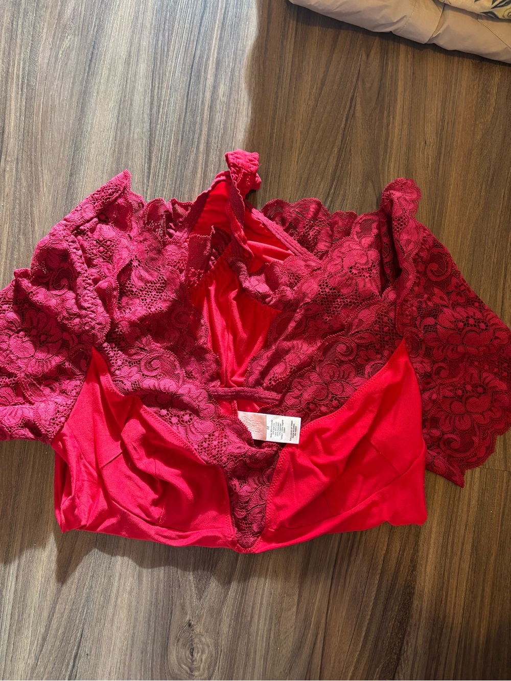 Lace-Trim Bralette in Vibrant Red